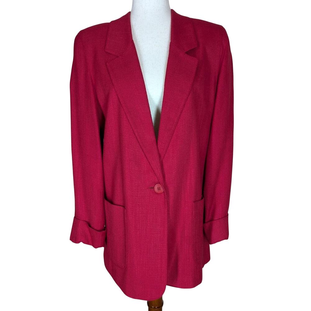 Vintage 1990s Preview Collection Petites Red Soft Blazer Jacket USA Union Made